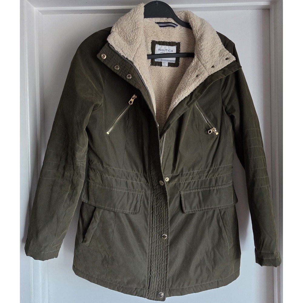 Nautica Jacket Women XS Olive Green Windbreaker Casual Gorpcore Coat